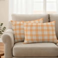 thumbnail image 2 of Orange White Check Outdoor Waterproof Pillow Covers, Farmhouse Fall Buffalo Plaid Decorative Rectangle Throw Pillowcase Sofa Cushion Sham for Patio/Couch/Chair, 20"x12" 2 Pack, 2 of 8