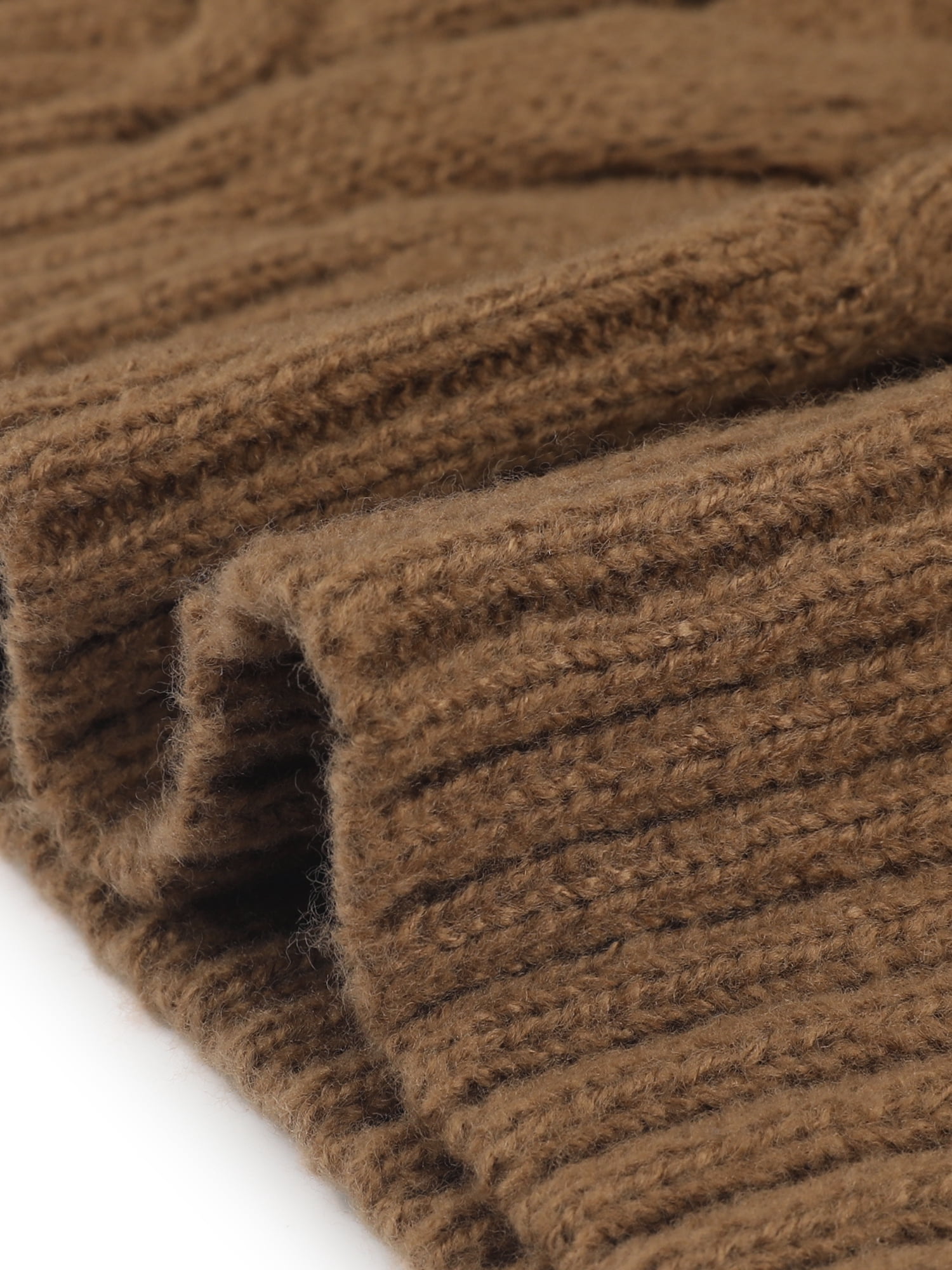 DARING DIVA Plus Size Long Sleeve Crewneck Fisherman Cable Pullover Sweater 4X Brown