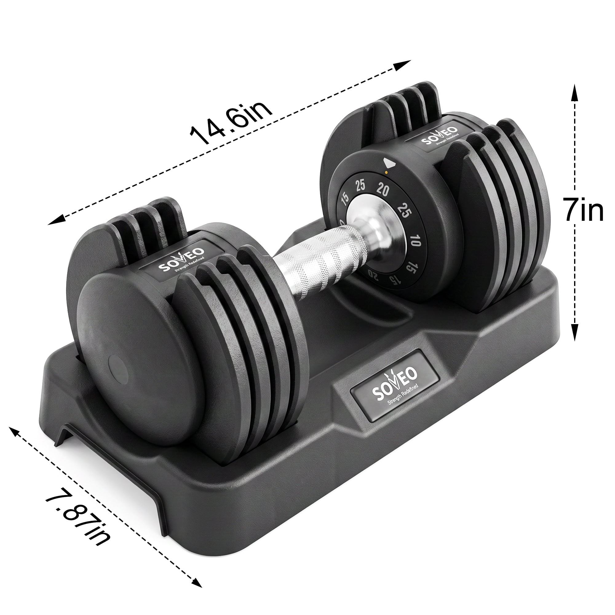 Leumius Adjustable Dumbbell Set, 10-in-1 25LB/55LB Adjustable Dumbbells with Lock System, Fast 1 Sec Adjustment, Non-Slip Grip & Storage Tray, Home Gym Workout Weights for Men Women,Black