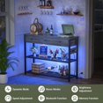 thumbnail image 3 of Homieasy Console Table with Charging Station and USB Port, 47 inch Entryway Table with LED Lights, Sofa Table Narrow Long with Storage Shelves for Entryway, Couch, Hallway, Foyer, Gray Oak, 3 of 7