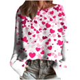 thumbnail image 4 of Women's Valentine's Day Knit Tees Trendy Long Sleeve Loose Crewneck Valentines Party Casual Shirts Fashion Clothes, 4 of 5