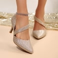 thumbnail image 6 of Pennysue Women's Gold Strappy Short Heels With Pointed Toes Size 7.5, 6 of 7