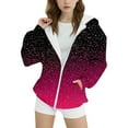 thumbnail image 2 of ZHOGXU Big Kids Girls Hooded Coat Long Sleeve Zip Up Sequins Print Casual Comfortable Sweatshirt Top For Daily Wear Hot Pink 10-11 Years, 2 of 5