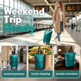 thumbnail image 4 of 2-In-1 Foldable Rolling Cart for Grocery Shopping, Green Portable Tote Trolley with Collapsible Frame Smooth Wheels, Space-Saving Travel Cart for Market, Small Size, 4 of 8