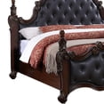 thumbnail image 3 of Moni Queen Bed, Black Button Tufted Classical Upholstery, Cherry Brown Wood, 3 of 7