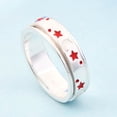 thumbnail image 2 of Women 925 Sterling Silver Red & White Enamel Moon Star Anxiety Spinner Ring Platinum Plated Boho Wedding Anniversary Fidget Stress Relieving Band Ring for Men Size 9 Birthday Gifts for Women, 2 of 8