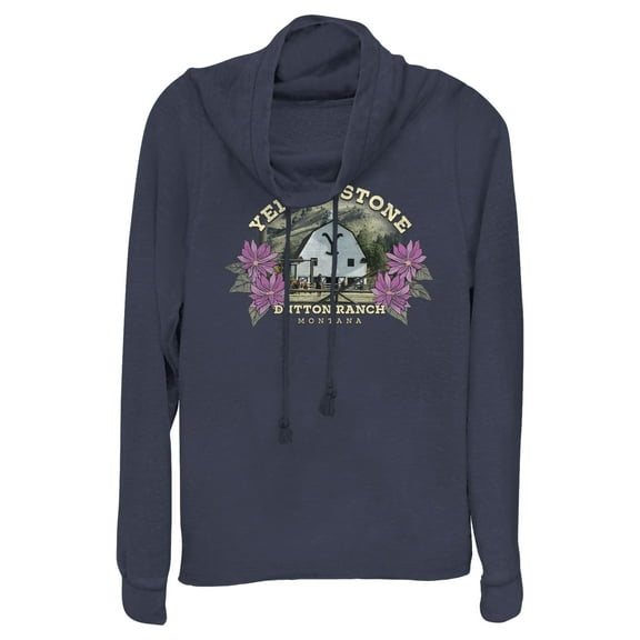 Junior's Yellowstone Dutton Ranch Montana Photo  Cowl Neck Sweatshirt