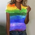 thumbnail image 4 of Busydd Womens Tops Summer V Neck Short Sleeve T-Shirts Tie Dye LGBT Pride Shirts Casual Loose Button Equality Blouses Fashion Funny Graphic Tee Tops Plus Size Tops for Women S-5XL, 4 of 5