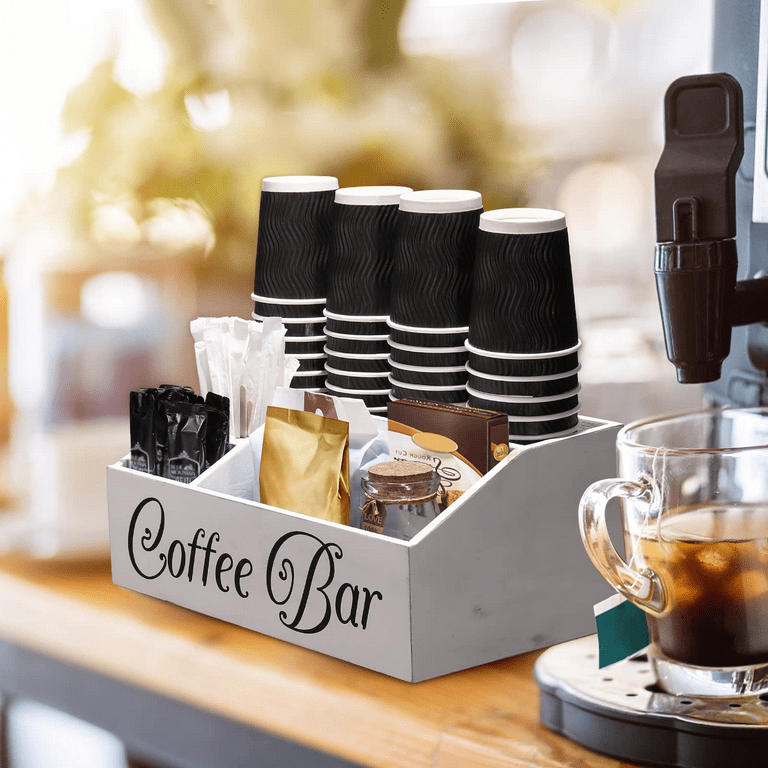 Free Shipping Coffee Station Organizer Wooden Coffee Bar Storage Organizer K Cup Organizer for Countertop Farmhouse Coffee Bar Accessories Coffee Pod Organizer White Walmart