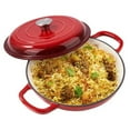 thumbnail image 4 of Household covered baking and stewing pot, red metal 3-quart Dutch pan, suitable for stewing and cooking, durable and long-lasting, suitable for home kitchen and family gatherings, 4 of 7