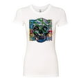 thumbnail image 2 of Colorful Abstract Skull Face Streetwear Womens Slim Fit Junior Tee, White, X-Large, 2 of 3