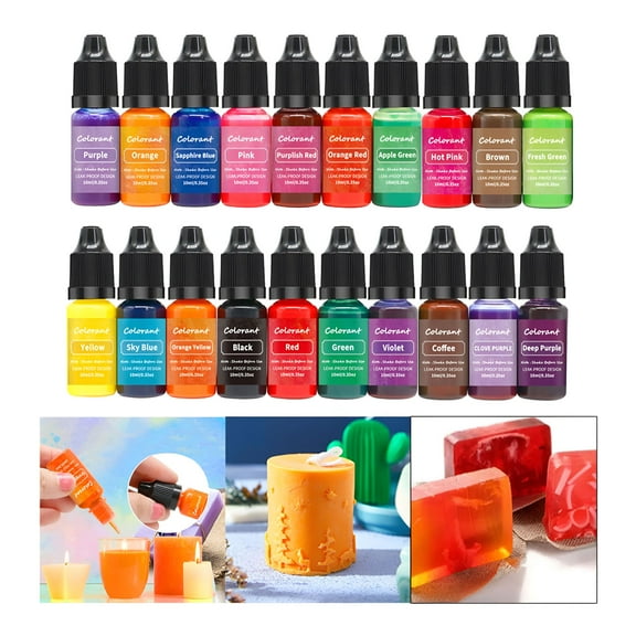 VELIMO 20 Pieces Candle Color Dye,Soy Candle Making Pigment Dye,Soap Coloring Dye,Candle Liquid Dye