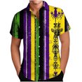 thumbnail image 2 of Ceisia Men's Regular Loose Short-Sleeve Mardi Gras Themed Shirt Carnival Element Print Spring Summer Shirt Gift, 2 of 8