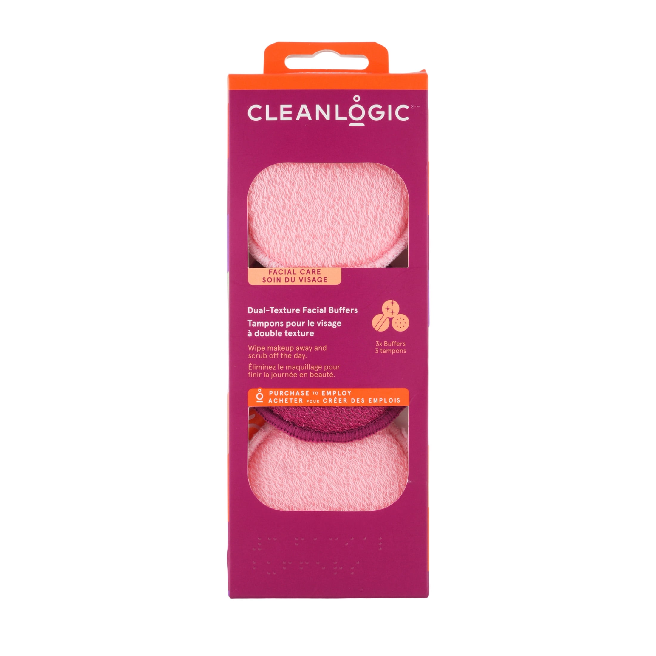 Tampons pour le visage à double texture Cleanlogic 3 unités