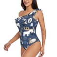 thumbnail image 2 of Fotbe Forest Elk Women's One Piece Swimsuits One Shoulder Swimwear Ruched Tummy Control Bathing Suits Cutout Monokini-X-Large, 2 of 7