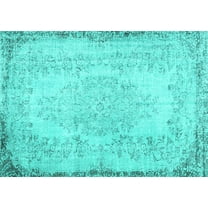 Ahgly Company Machine Washable Indoor Rectangle Persian Turquoise Blue Traditional Area Rugs, 5' x 7'
