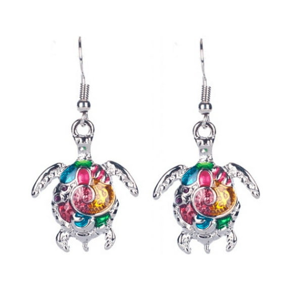 Artsy Sea Turtle Enamel Earrings For Woman