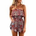 thumbnail image 3 of Shadoumai Bohemian Floral Print Off Shoulder Jumpsuit For Summer Casual Fashion Romper With Ruffle, 3 of 10