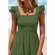 thumbnail image 5 of Vestido largo PRETTYGARDEN para mujer, cuello cuadrado, color verde militar fruncido, 5 of 9