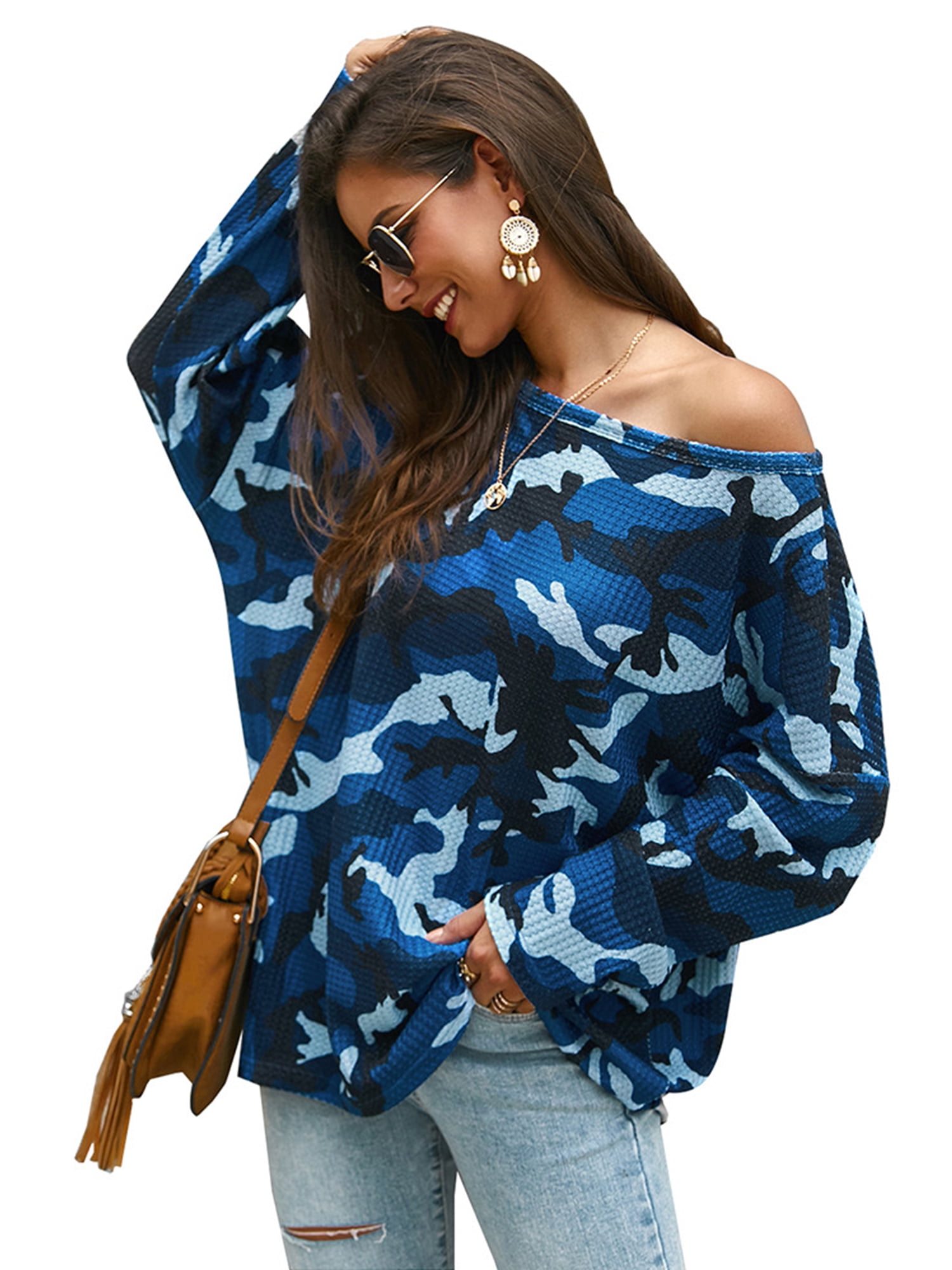 off the shoulder loose long sleeve top