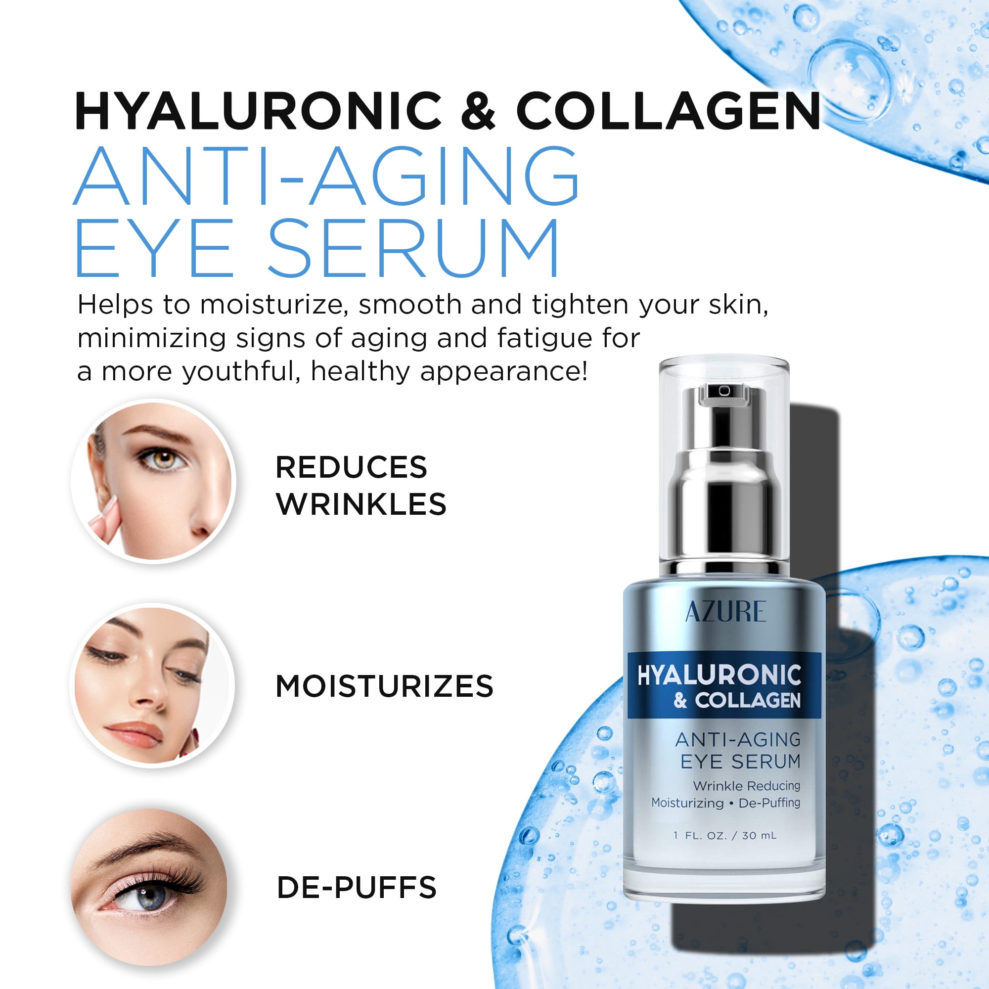 azure hyaluronic and collagen eye serum