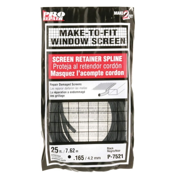 P 7521 Screen Spline, Black, Vinyl, 11/64-In. x 25-Ft. - Quantity 1