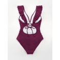 thumbnail image 3 of Women's One Piece Swimsuit Ruffle Lace Up Beach Bathing Suit Tummy Control Swimsuit Bathing Costume, 3 of 3