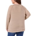 thumbnail image 3 of Sudaderas de Talla Grande para Mujeres 2025 Otoño Lado Dividido Manga Larga Cuello Redondo Casual Suéter Suelto Top de Tejido 3X Marrón Claro, 3 of 6