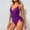 Purple, variant on Womens One Piece Swimsuit Ruched Lace-Up Swimwear V Neck Push Up Bathing Suit with Adjustable Waist Strap