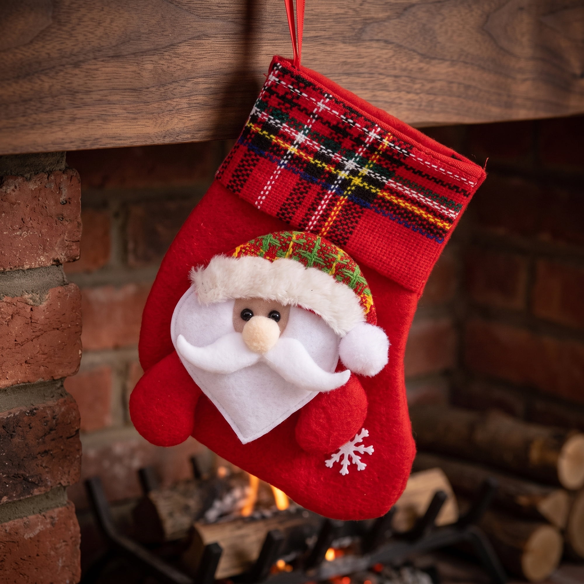 Unique Bargains Braided Knit Christmas Stocking Double Layer Nordic Hygge Sock Old Man 6"