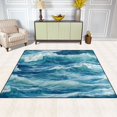 thumbnail image 2 of Yayeee Area Rugs for Living Room 5.2'x4' Non Slip Washable Bedroom Floor Carpet, Green Watercolor Ocean Waves, 2 of 6