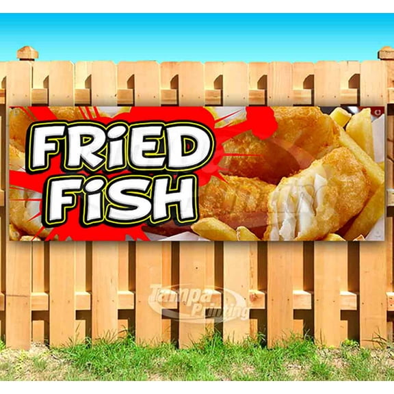 Fried Fish 13 oz Vinyl Banner With Metal Grommets