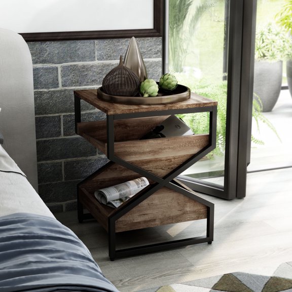 Norris Storage Wood Reclaimed Oak End Table
