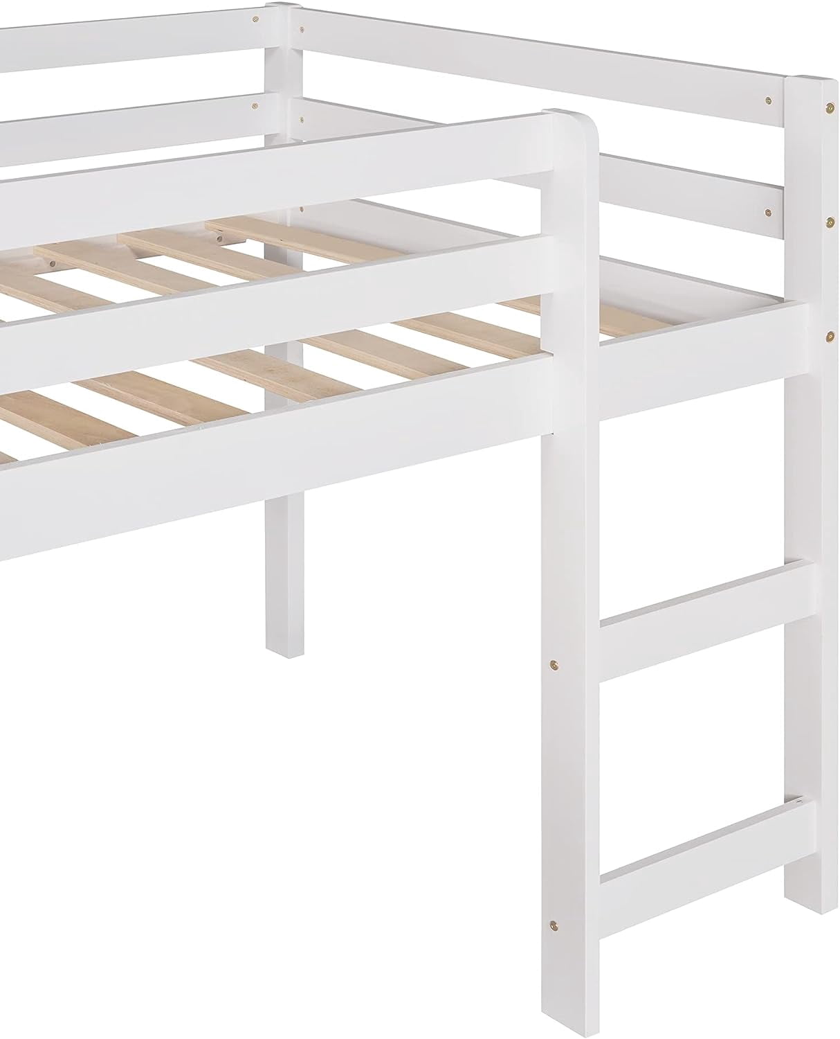 DEALTOPS Kids Family Pinewood Loft Bed with Slide and Ladder, White