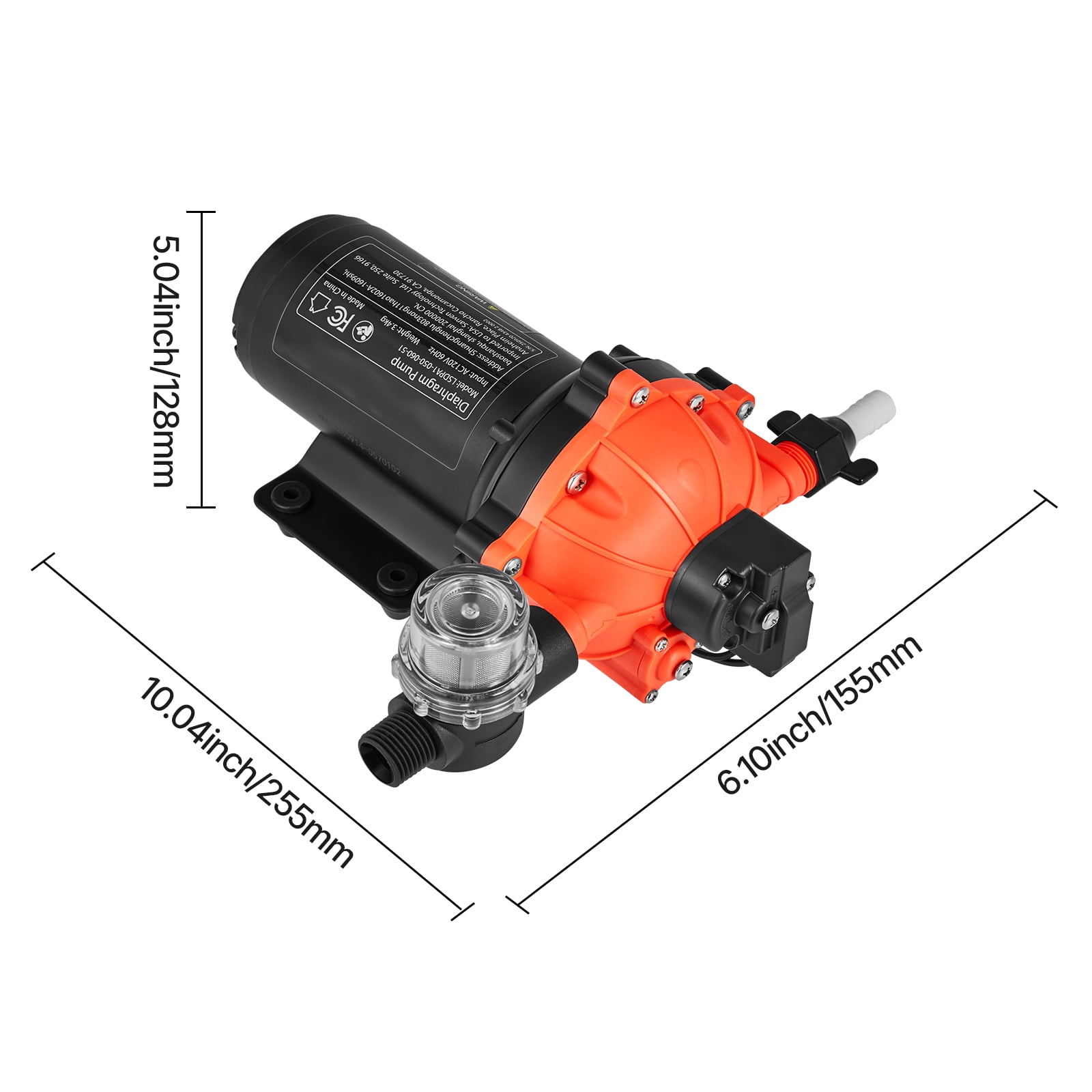 KFFKFF 110V AC Water Pressure Pump, 5 GPM Flow Rate, 5-Chamber Electric Diaphragm Pump with Automatic Pressure Switch, 60 PSI Max, Suitable for Home, Kitchen, Garden Irrigation, and Car Washing