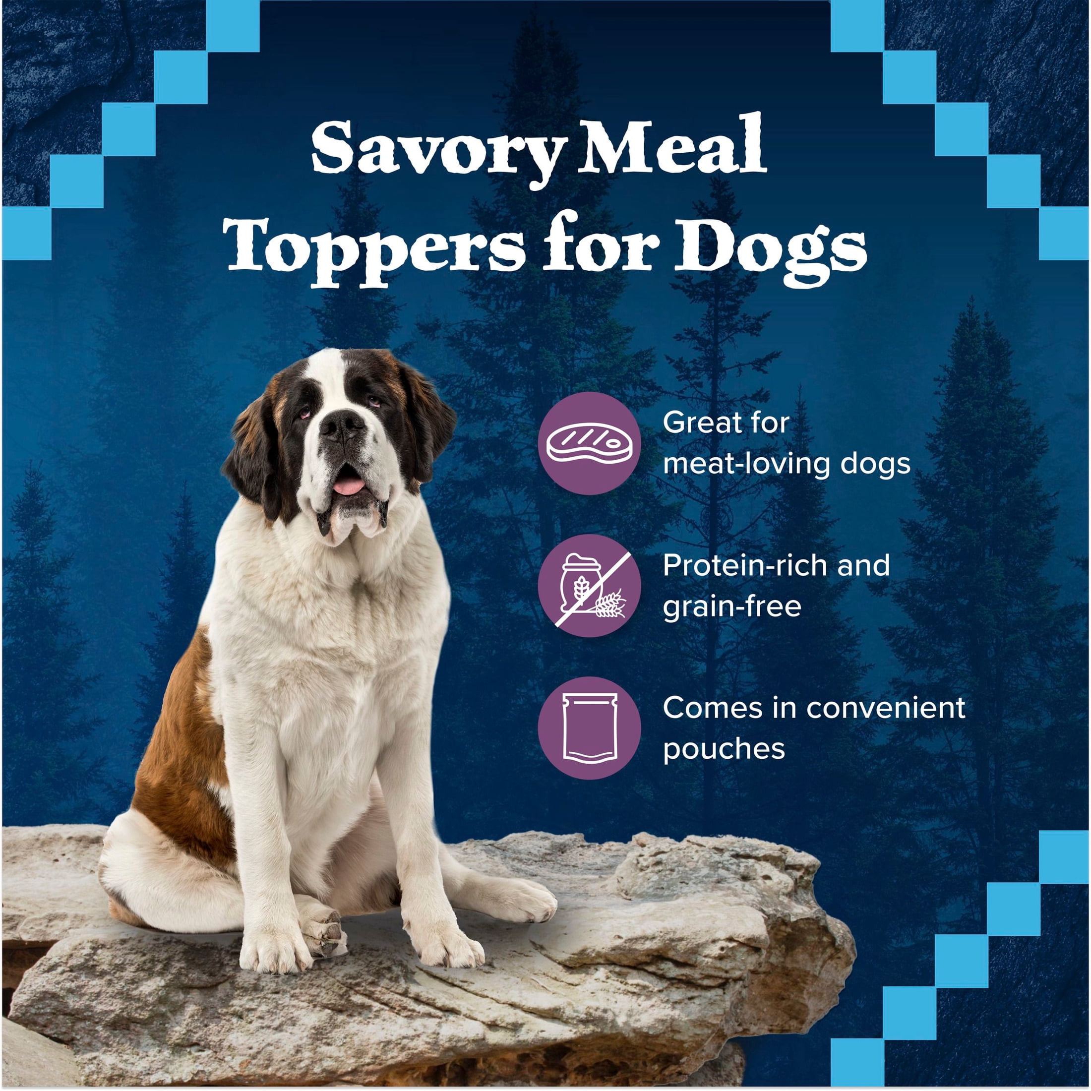 (12 pack) Blue Buffalo Wilderness Trail Toppers Wild Cuts Wet Dog Food, Grain-Free, Beef, 3oz Pouch