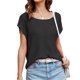 thumbnail image 5 of Camisas de Manga Corta Mujeres de Moda de Color Sólido Cuello Redondo de Punto Superior, Grande Blusa de Poliéster Casual para el Verano Al Aire Libre Y el Uso Diario, 5 of 6