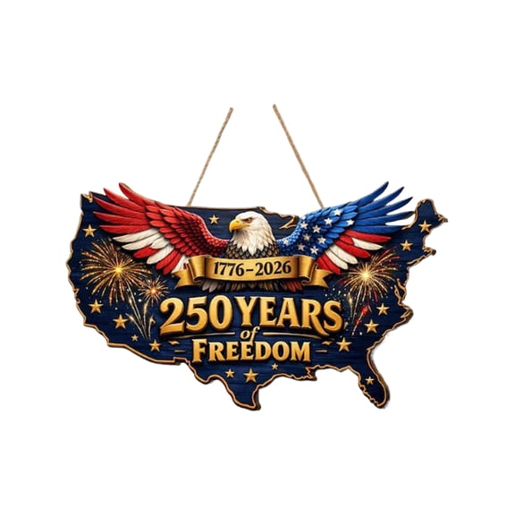 United States 250th Anniversary Wooden Sign Decor - America Semiquincentennial 1776-2026 Patriotic Bald Eagle Liberty Bell Wall Art USA Independence Day Commemorative Plaque