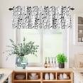 thumbnail image 5 of 3 Piece Kitchen Curtains and Valances Set Black Grey Botanical Cafe Curtains 24 Inch Length Spring Floral Summer Farmhouse Valance & Tier Curtain for Living Room Bedroom Window 54"x18"+27"x24"*2, 5 of 6