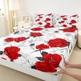 thumbnail image 3 of Homewish Romantic Red Rose Full Size Sheets for Couple, Anniversary Flower Floral Bed Sheets, Valentines Day Sheet Sets, Ultra Soft Bedroom Decor, 4-Piece, 3 of 7
