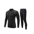 thumbnail image 1 of Guardurnaity Ropa deportiva para hombre, ropa deportiva para correr, ejercicio, gimnasio, traje deportivo, traje térmico transpirable elástico, chándal con Pijama gris negro SG, 1 of 6