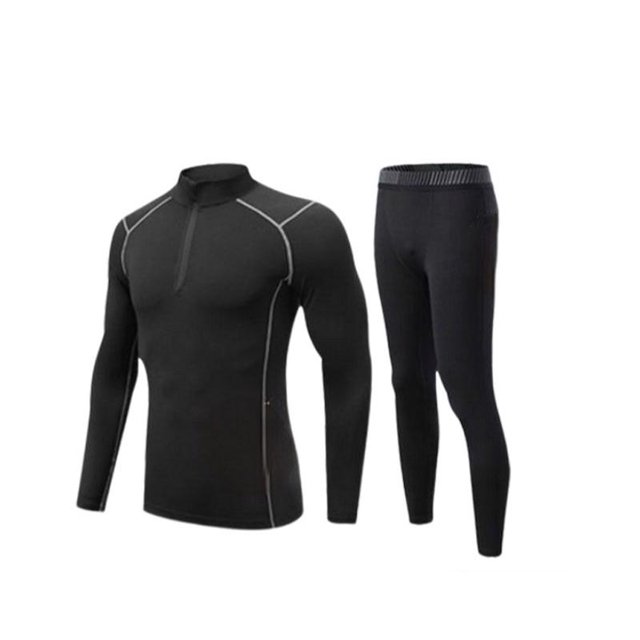 Guardurnaity Ropa deportiva para hombre, ropa deportiva para correr, ejercicio, gimnasio, traje deportivo, traje térmico transpirable elástico, chándal con Pijama gris negro SG