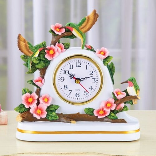 Hummingbird Garden Alarm Clock Night Light Travel Table Desk 