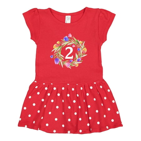 

Inktastic 2nd Birthday Tulip Flower Wreath Gift Toddler Girl Dress
