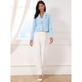 thumbnail image 4 of DARING DIVA Women's Notched Collar Long Sleeve Suit Jacket Casual Blazers XS Light Blue, 4 of 6