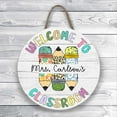 thumbnail image 6 of Flagwix Personalized Back To School Sign, Custom Round Wooden Teacher Name Sign, Classroom Decor, Unique Teacher Gifts, Cute Three Pencils Door Sign - 14 inches, 6 of 10