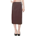 thumbnail image 5 of Women's Faux Leather Matte Finish Basic Modest 26" Below the Knee Length Stretch Knit Straight Skirt, 5 of 9