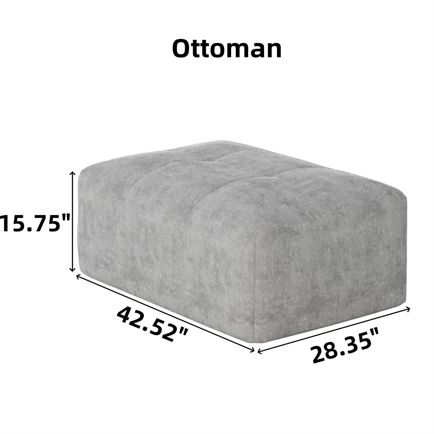 Demi Bonn 113" Modular Sectional Sofa with 2 Chaise Lounges & 4 Pillows Included, Chenille Fabric Soft Cushions Couch for Living Room, No Assembly Needed, Beige