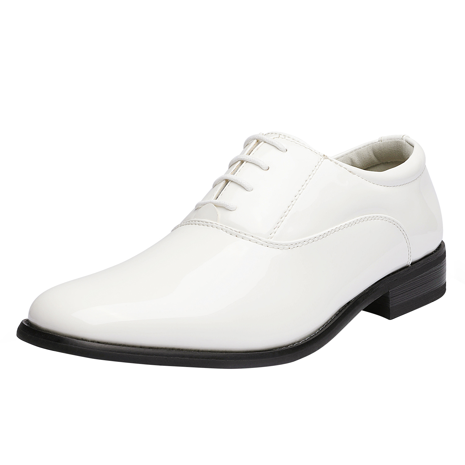 Bruno Marc Men's Faux Patent Leather Dress Shoes Classic Lace-up Formal Oxford WHITE CEREMONY-05 - image 1 of 5