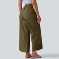thumbnail image 4 of Laqbezok Women's Waterproof Cargo Pants, High Waist Drawstring Wide Leg Cropped Trousers with Pockets for Hiking Travel Outdoor Vacation, 4 of 8